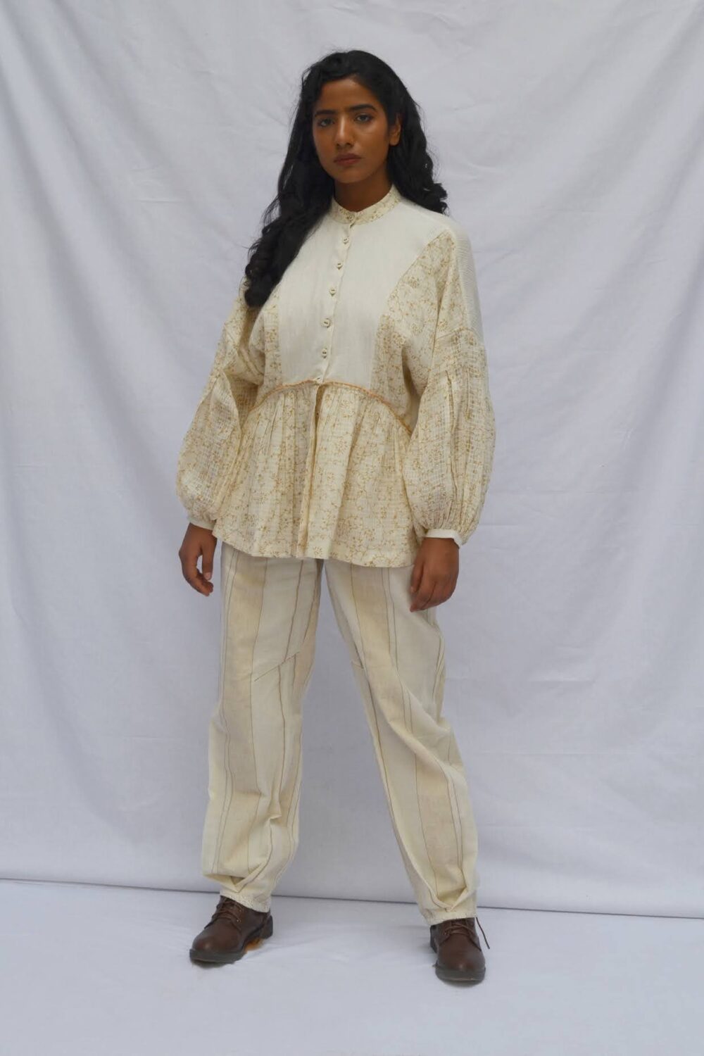 CLANE PANELL PLEAT SQUARE SLEEVE SHIRTS Box Pleat Sleeve Shirt – AHMEV