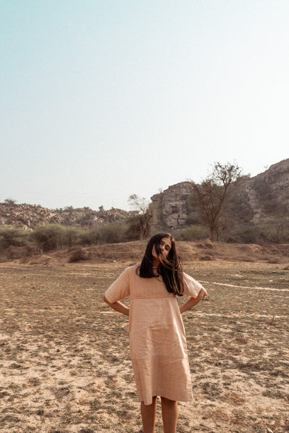 Half Textured Half Plain Dress